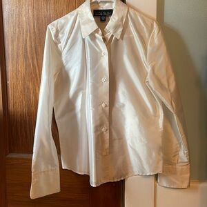 White shimmer silk Ellen Tracy blouse